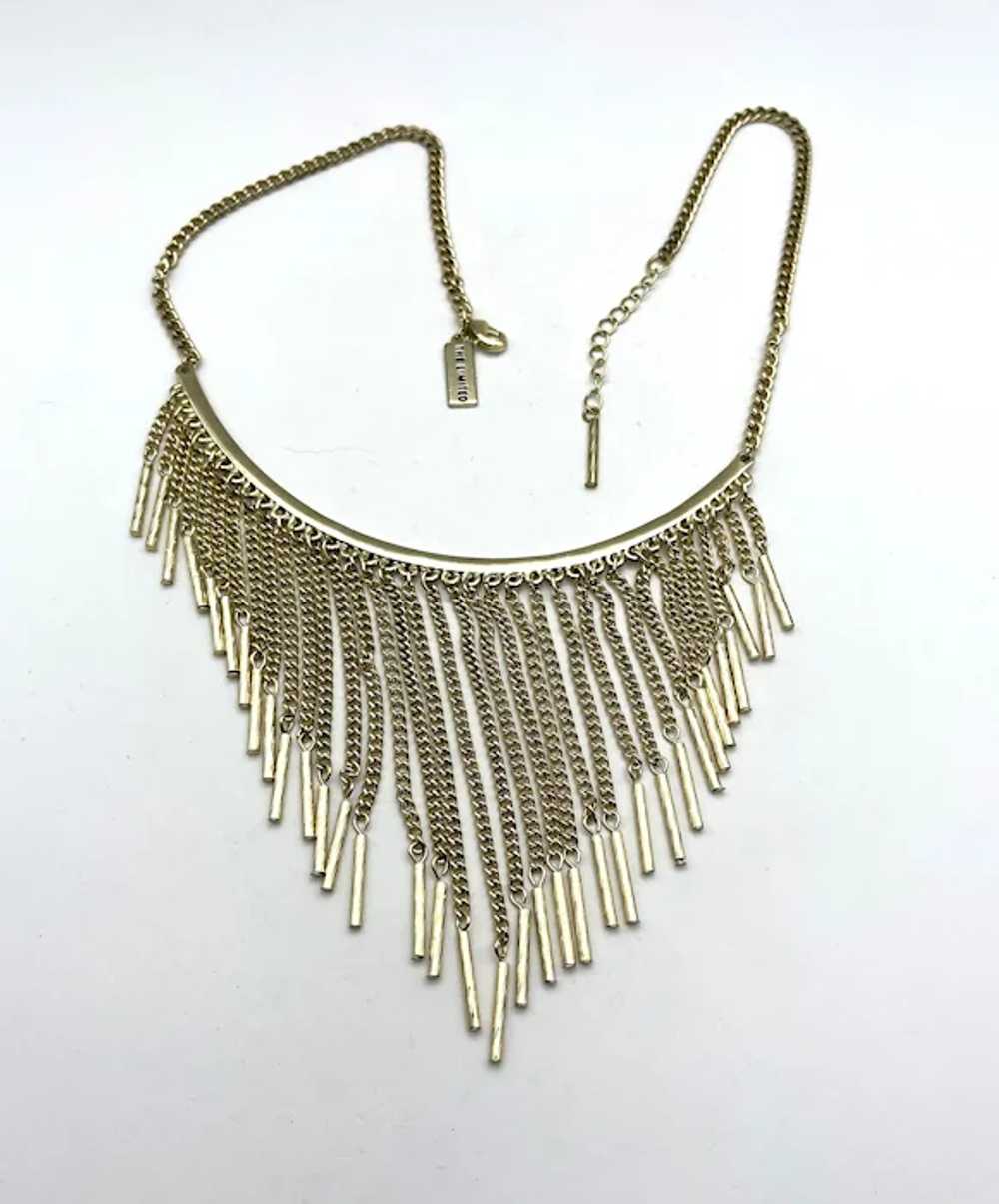 Drop Front Goldtone Necklace with Pretty Dangling… - image 12