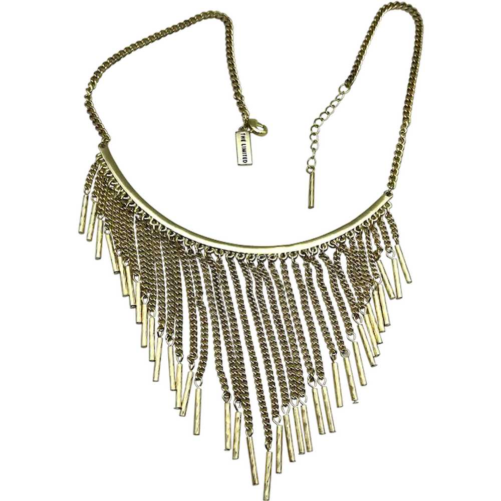 Drop Front Goldtone Necklace with Pretty Dangling… - image 1