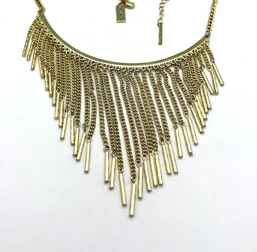 Drop Front Goldtone Necklace with Pretty Dangling… - image 2