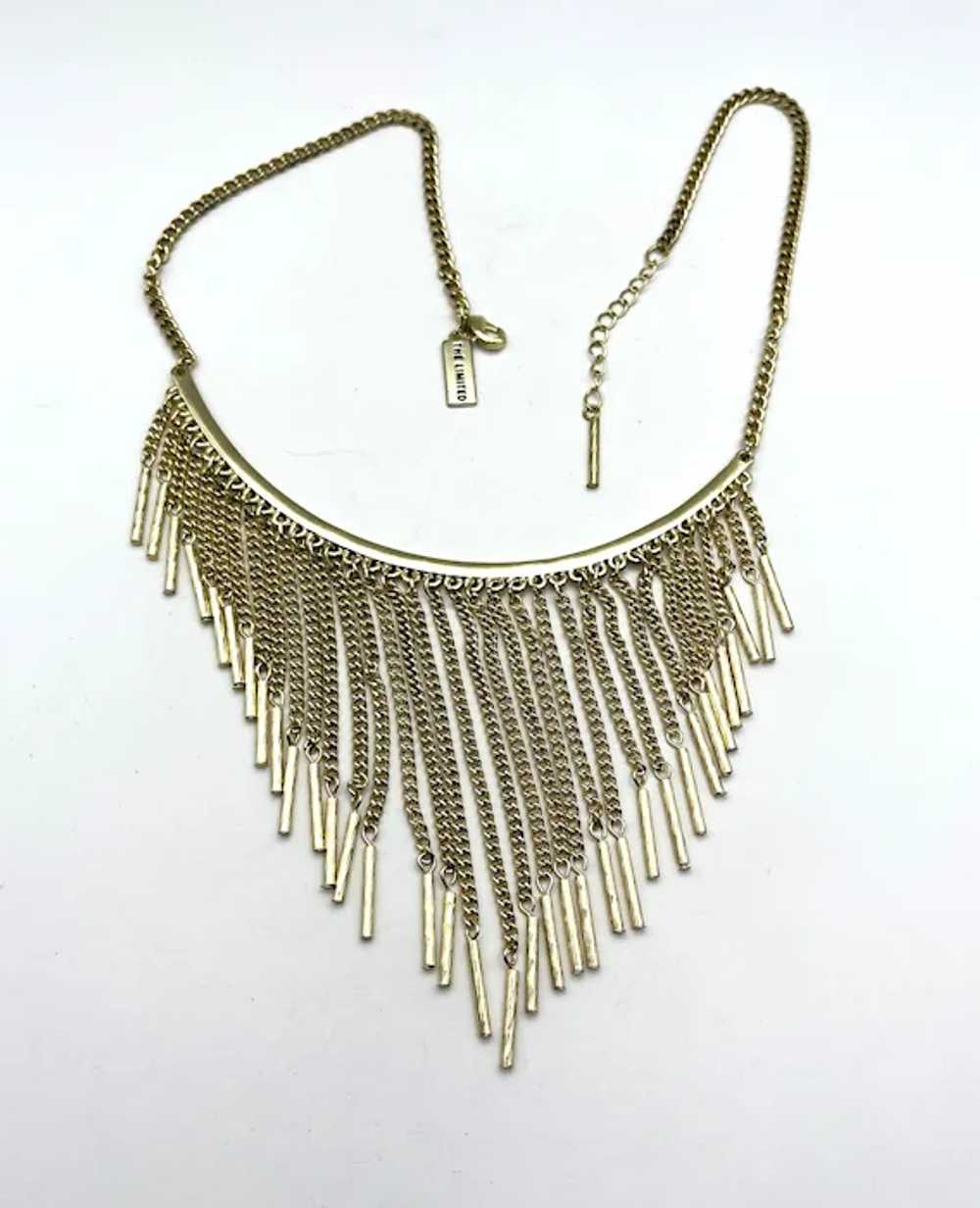 Drop Front Goldtone Necklace with Pretty Dangling… - image 3