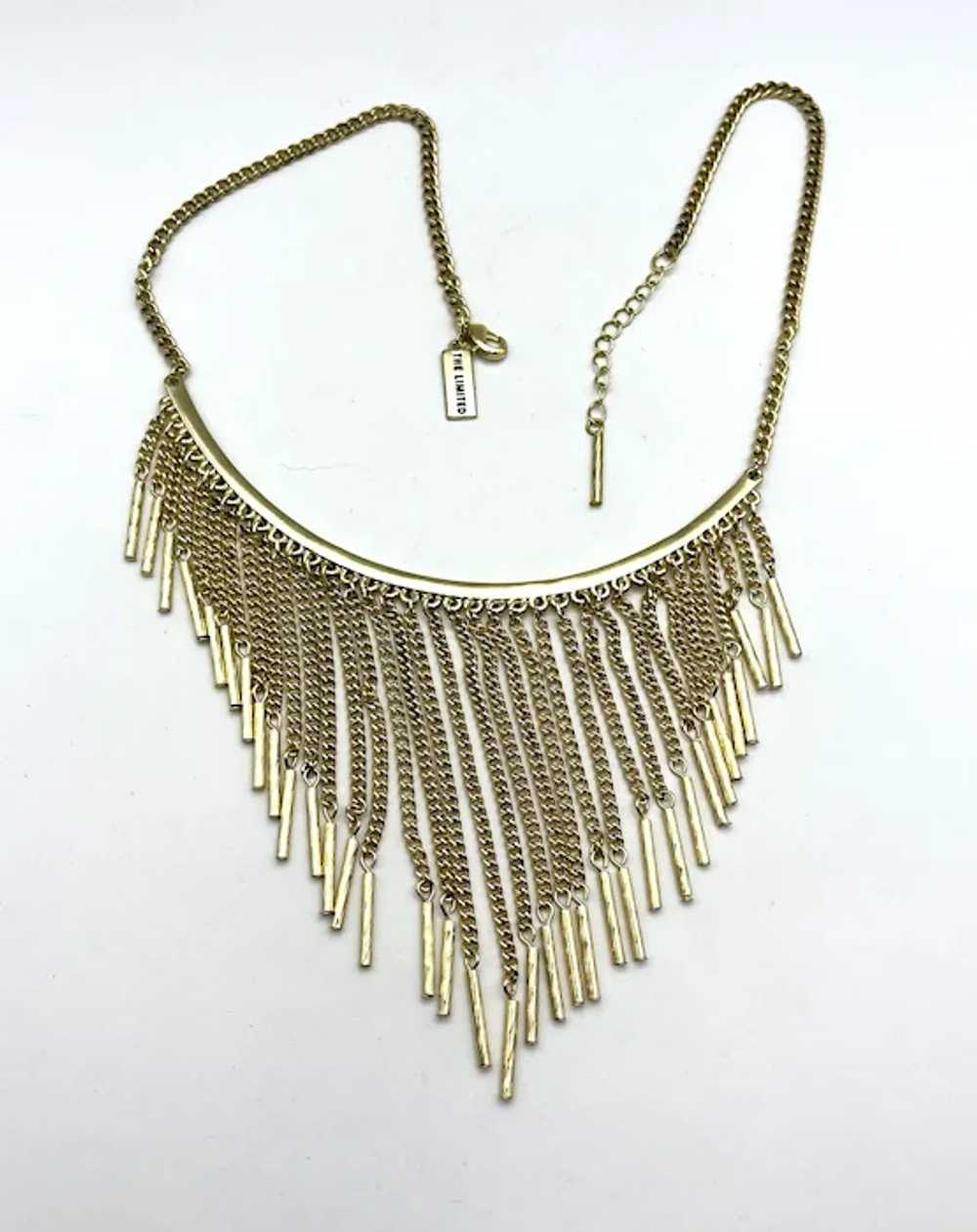 Drop Front Goldtone Necklace with Pretty Dangling… - image 8