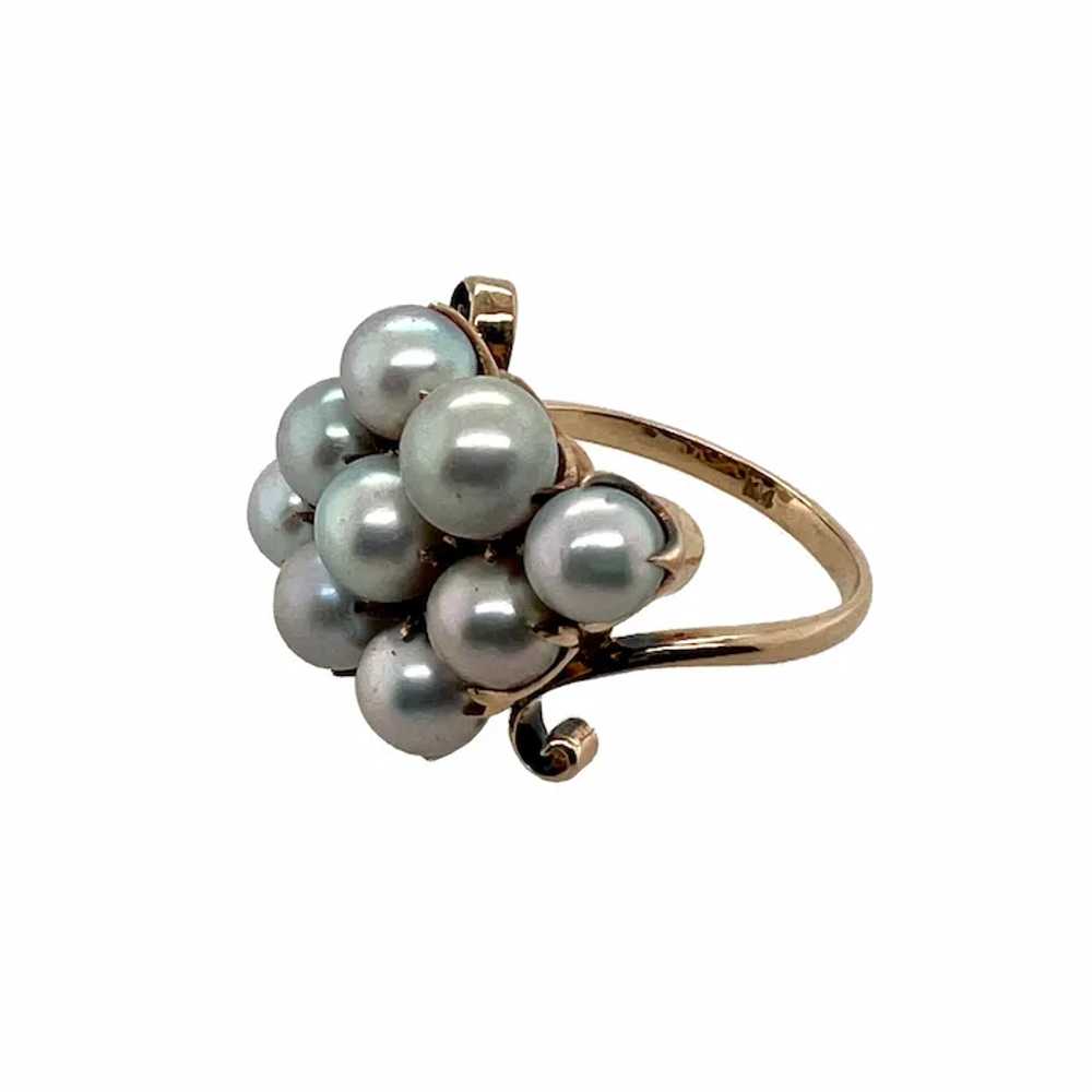 Vintage 14K Gold and Blue Pearl Ring - image 2