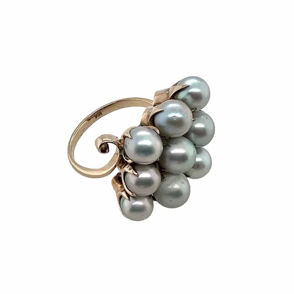 Vintage 14K Gold and Blue Pearl Ring - image 3