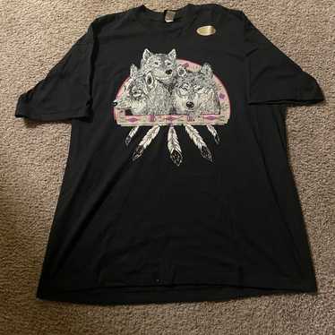 Vintage Single Stitch Native Wolf Themed Shirt