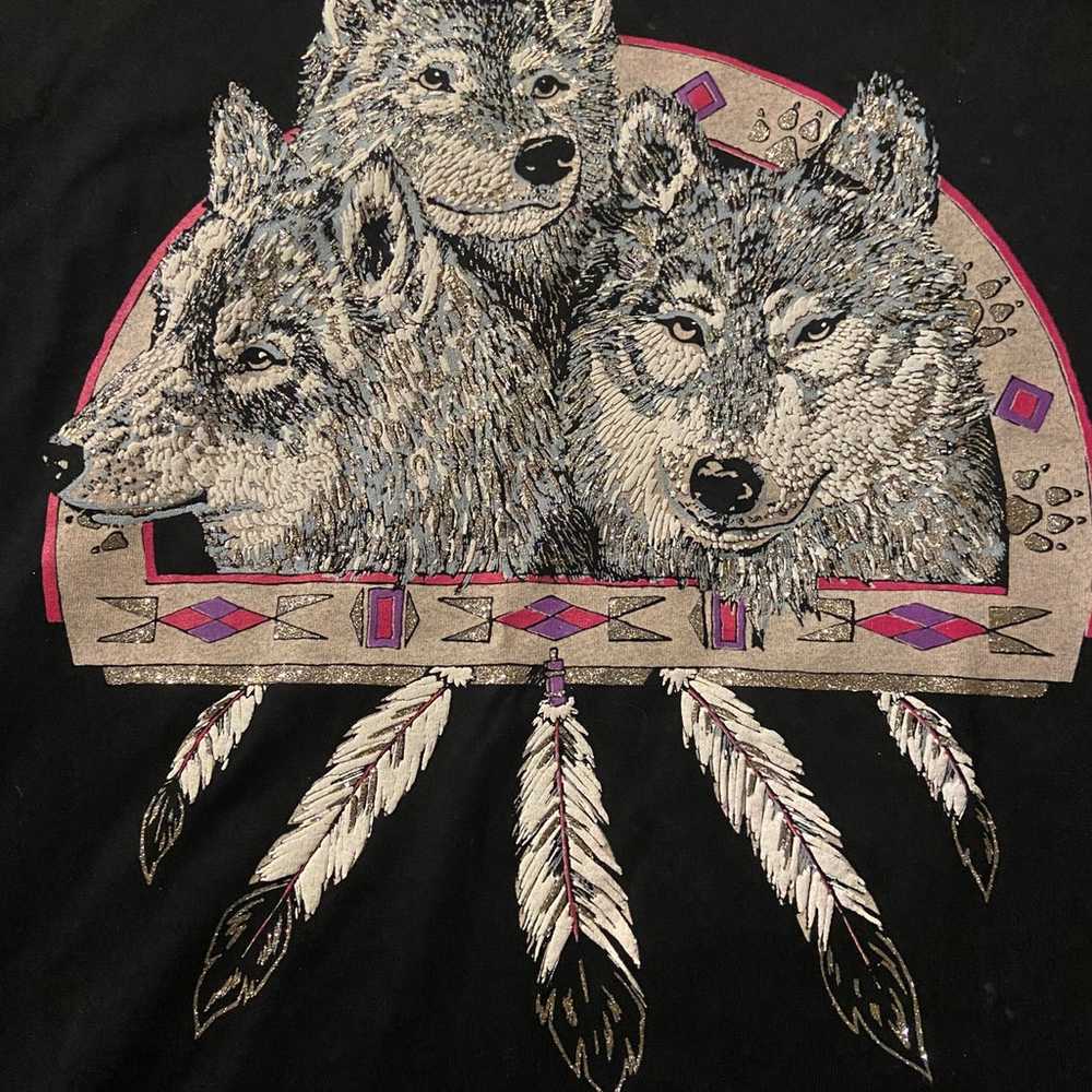 Vintage Single Stitch Native Wolf Themed Shirt Gem