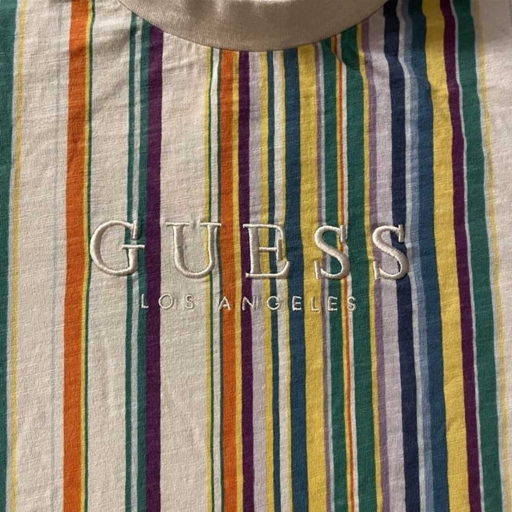 Vtg Guess Tee T Shirt Mens Multicolor Striped Cre… - image 4