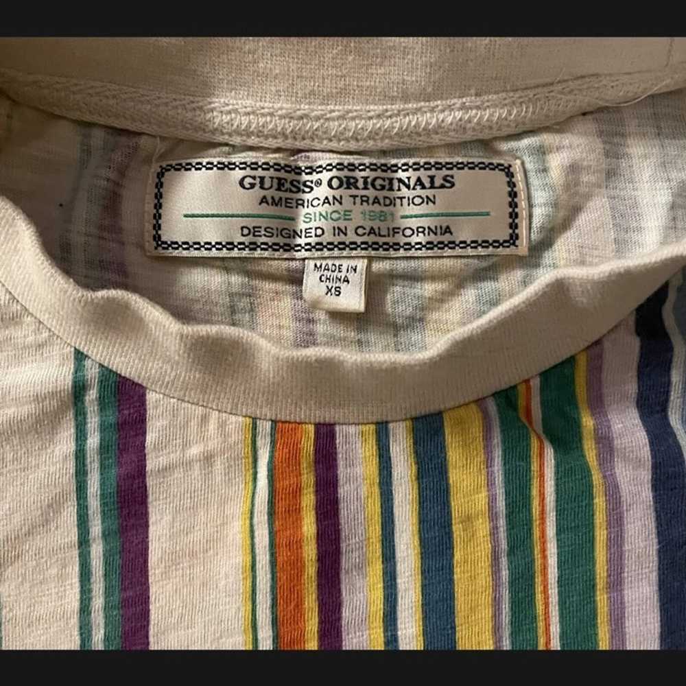 Vtg Guess Tee T Shirt Mens Multicolor Striped Cre… - image 5