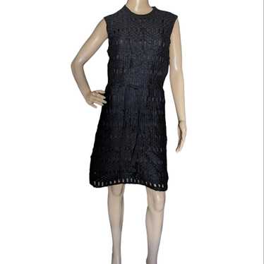 Vintage 60s Mod Derby Knit Black Open Weave Wool … - image 1