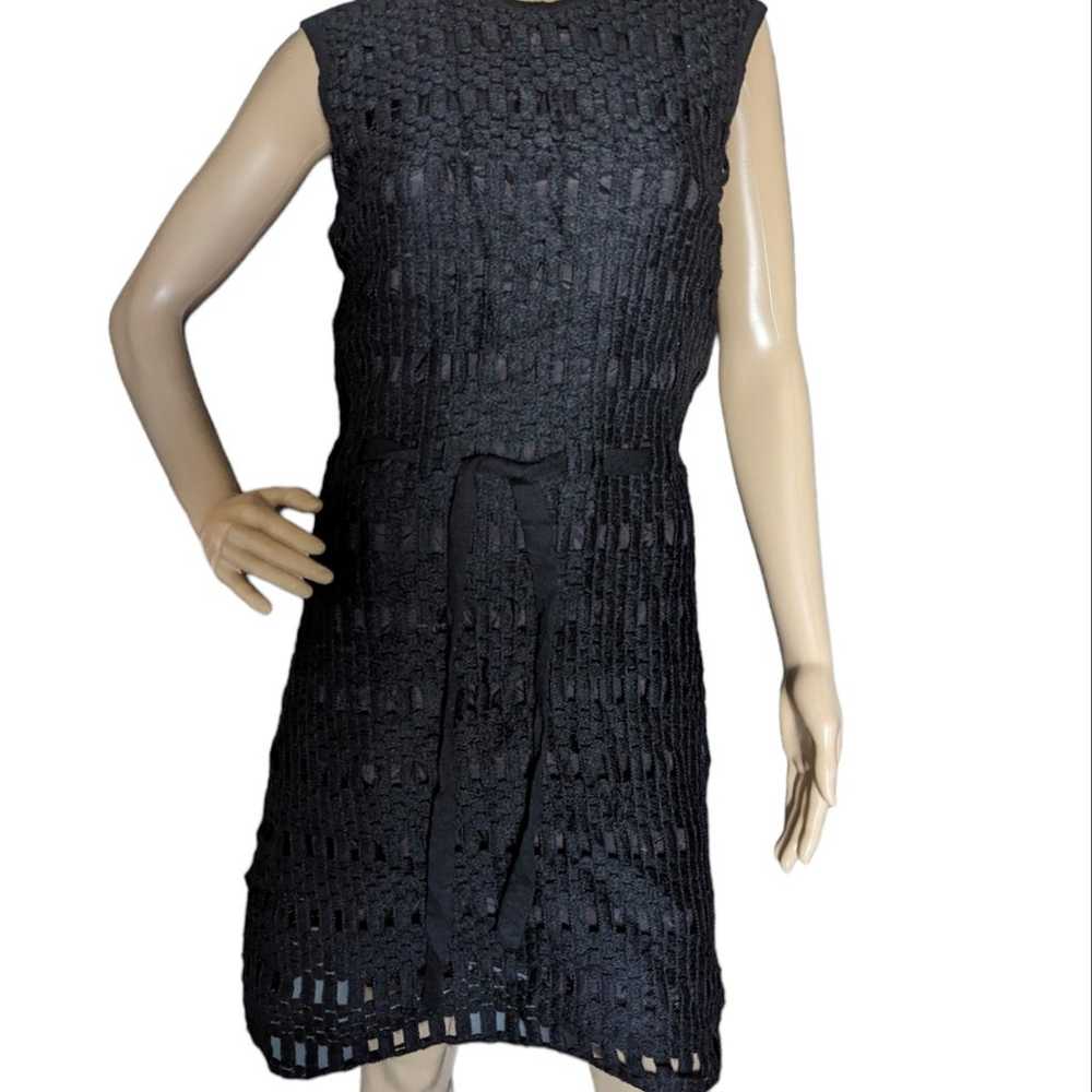 Vintage 60s Mod Derby Knit Black Open Weave Wool … - image 3