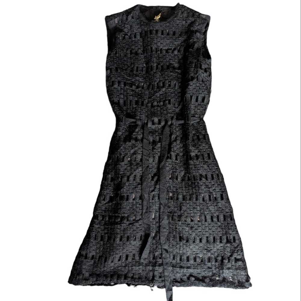 Vintage 60s Mod Derby Knit Black Open Weave Wool … - image 6