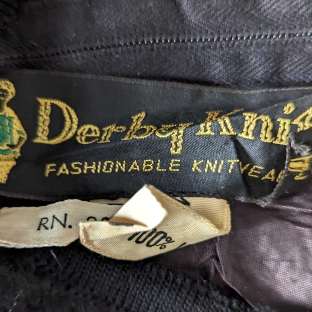Vintage 60s Mod Derby Knit Black Open Weave Wool … - image 7