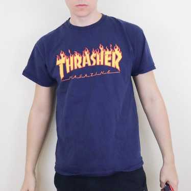 Thrasher Short Sleeve Graphic T-Shirt Blue Mens L… - image 1