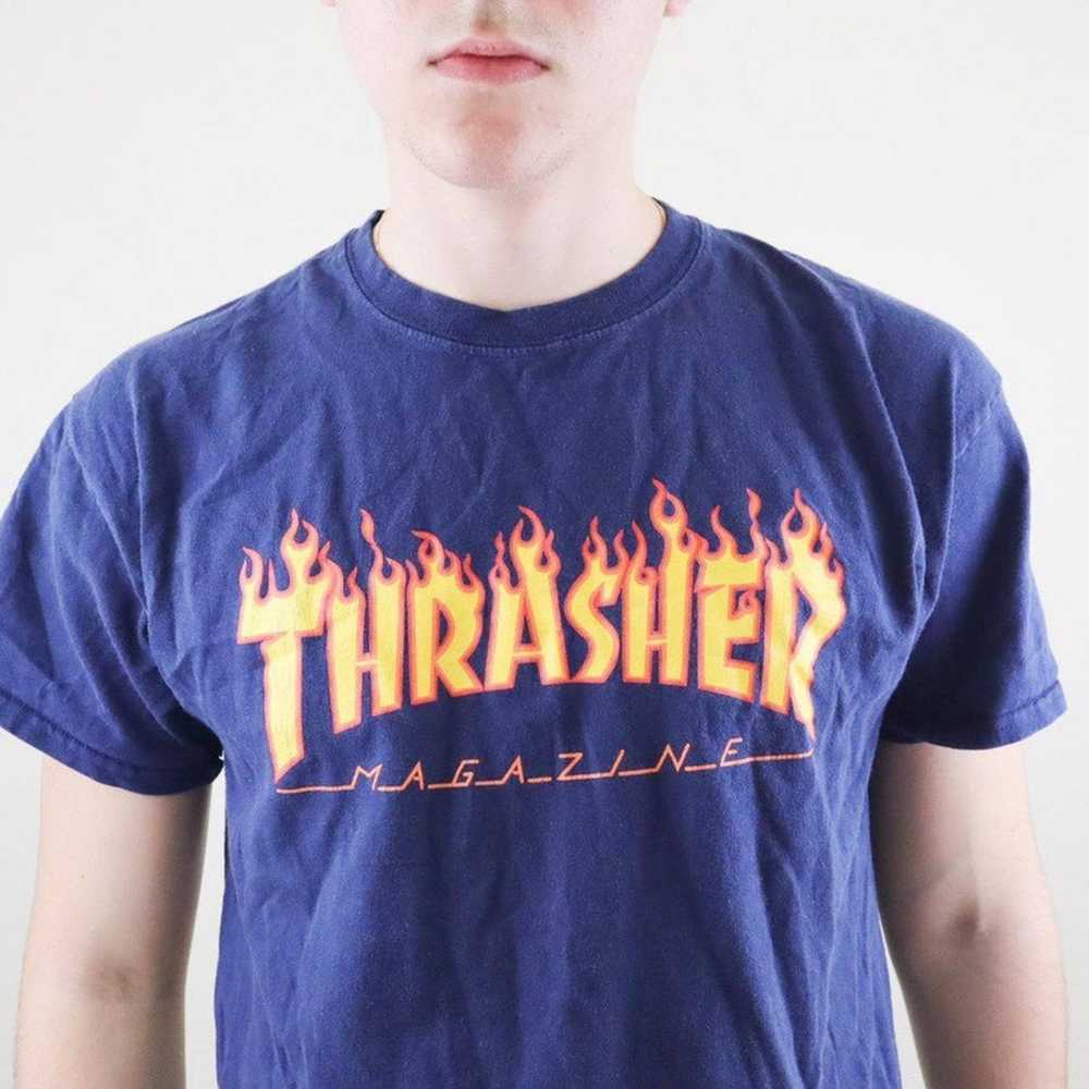 Thrasher Short Sleeve Graphic T-Shirt Blue Mens L… - image 2