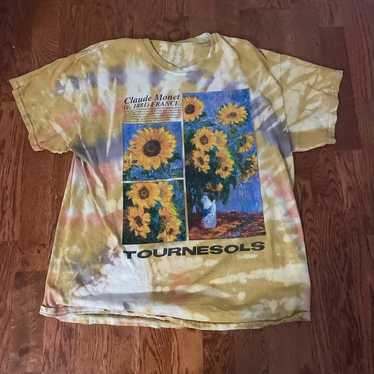Tie Dye Vintage Sunflower Art T-Shirt - image 1