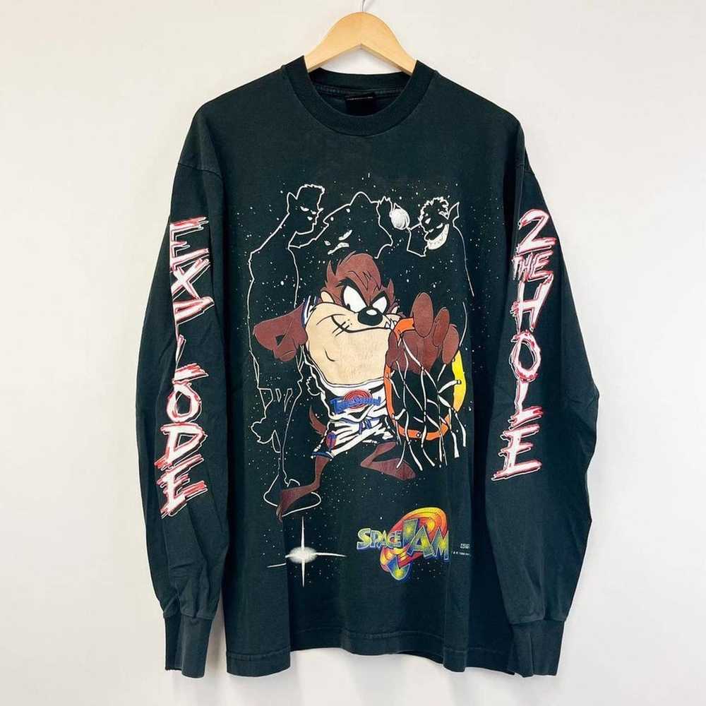 Vintage 90s Space Jam Graphic Long Sleeve T-Shirt… - image 1