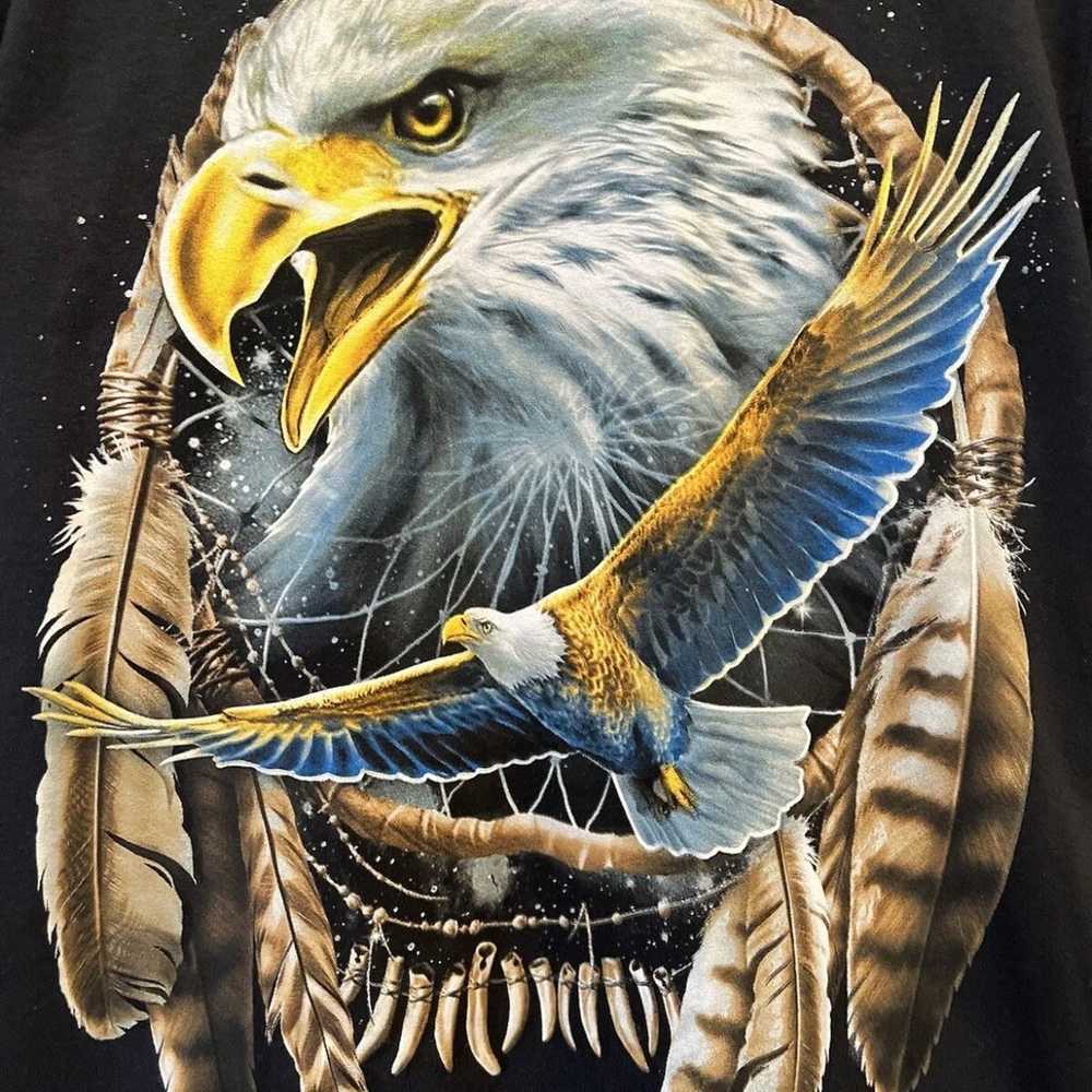 DOM Bald Eagle Dream Catcher Graphic Black T-Shir… - image 2