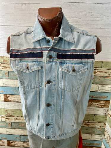 00’s Denim Vest With Patch Custom Re Design By CJR