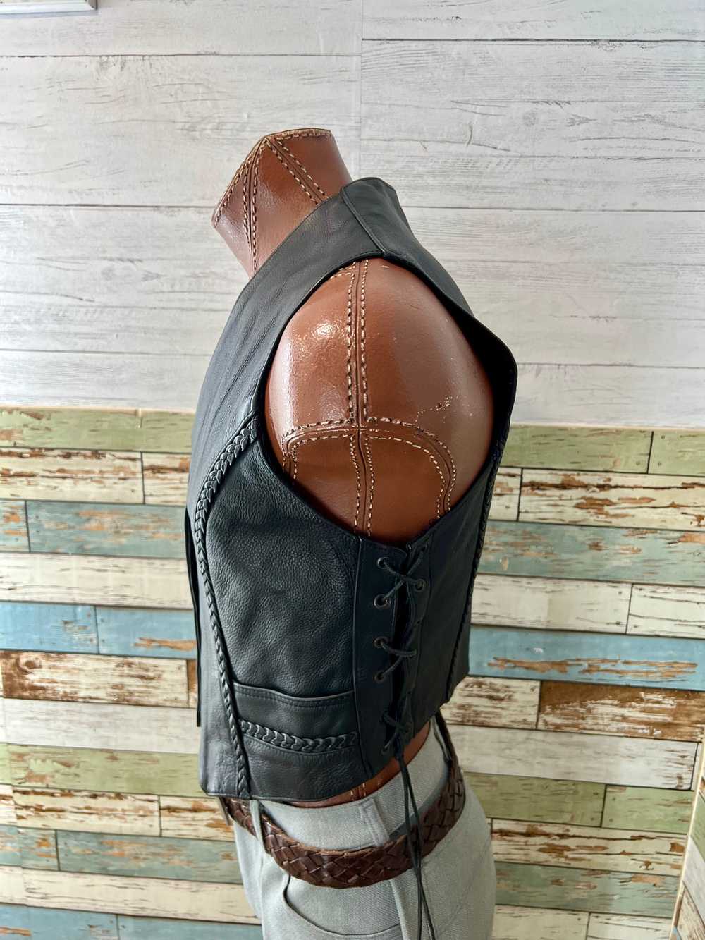 90’s Black Leather Western Vest By Unik Ultra - image 4