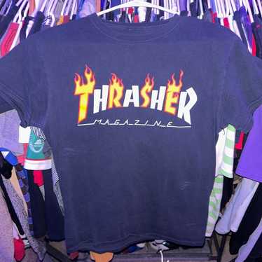 Thrasher black tee with alternating flames - image 1