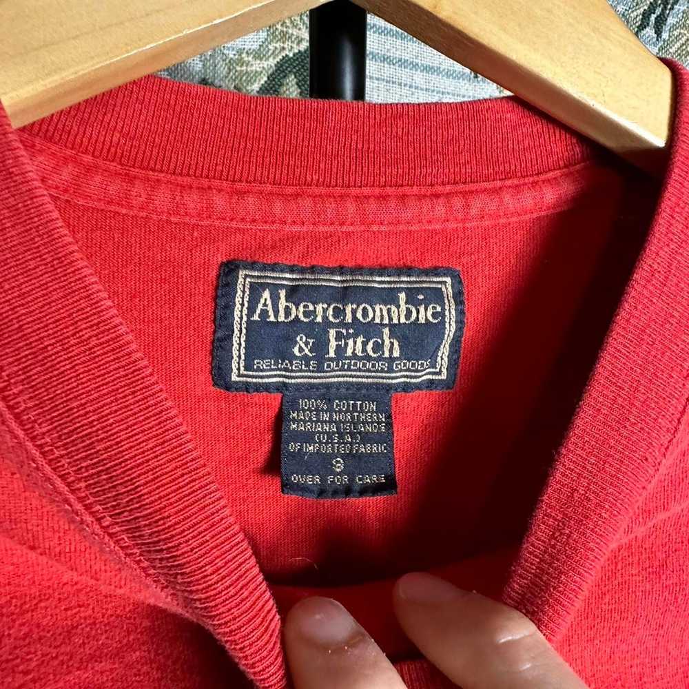 Vintage 1990s Abercrombie And Fitch Red Longsleev… - image 3