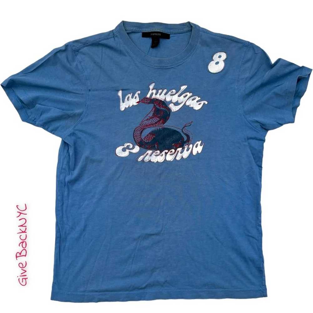 Retro Express Classic Fit Graphic T-Shirt in Blue… - image 1