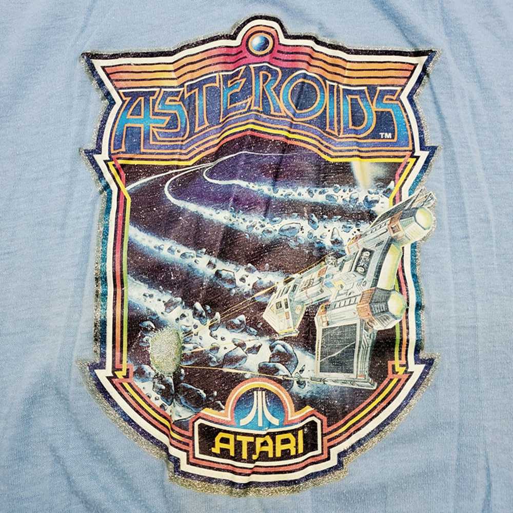 1981 Atari Asteroids Baby Blue Small Official T S… - image 1