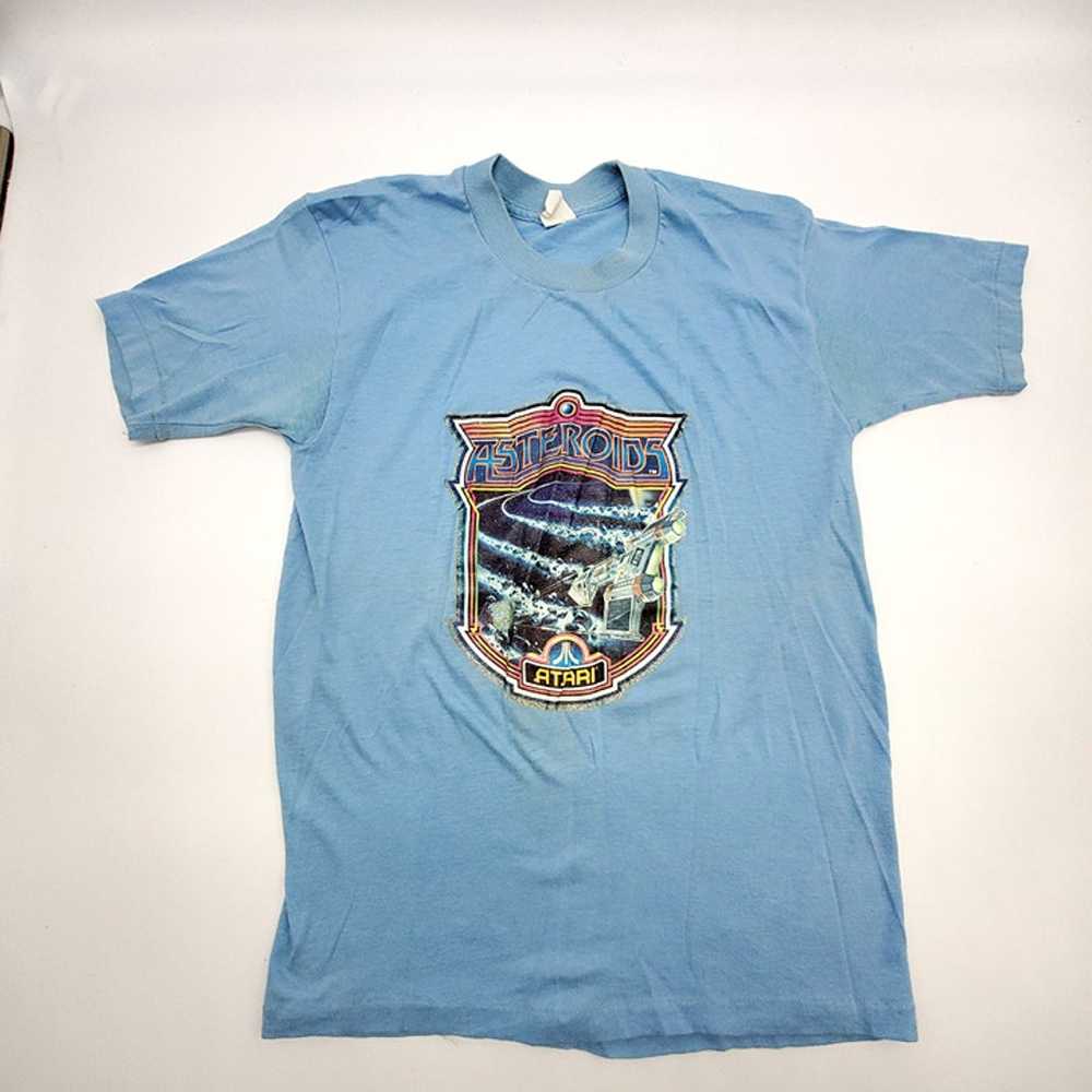 1981 Atari Asteroids Baby Blue Small Official T S… - image 2