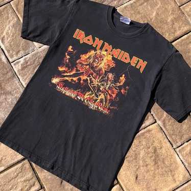 Vintage 00s Hanes Heavyweight Iron Maiden Metal B… - image 1