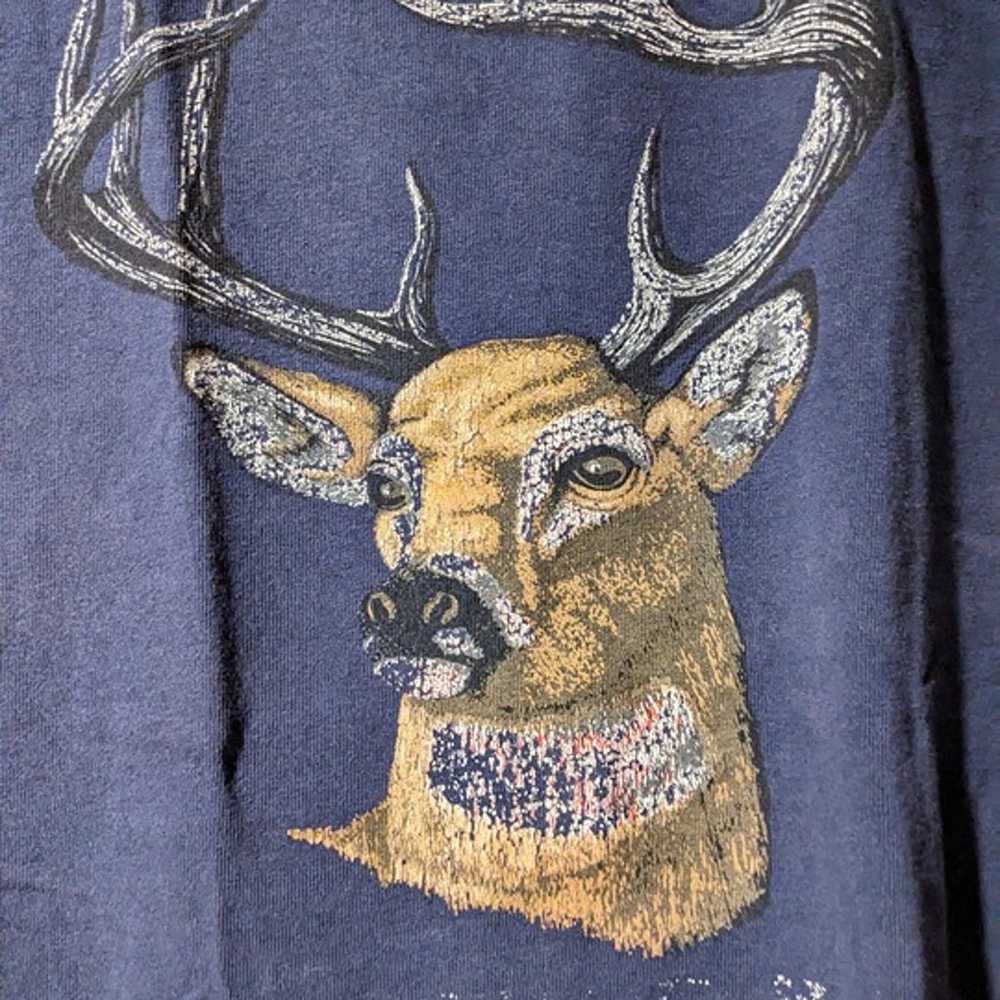 Vintage 90s Deer Animal Head Hunting Blue Medium … - image 2