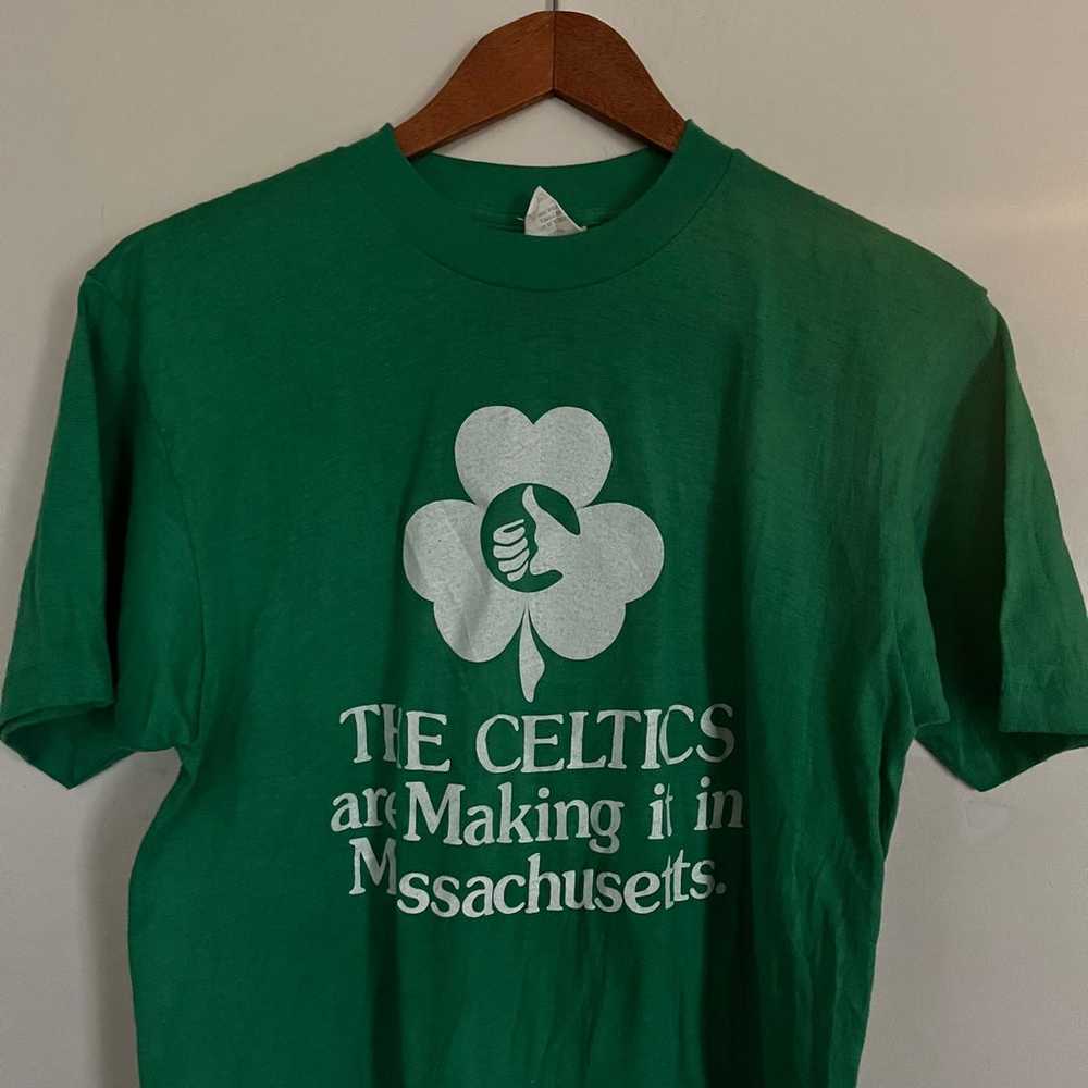 Vintage 1980s Boston Celtics Green Tee  St Patric… - image 2