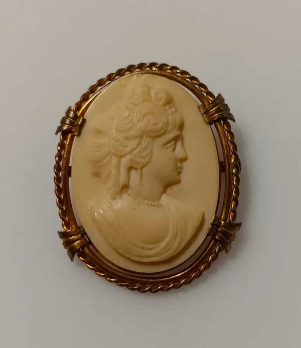 1940's Large 2" Oval Cameo Beautiful Lady Victori… - image 6