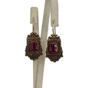 Etruscan Revival 14k Amethyst Earrings