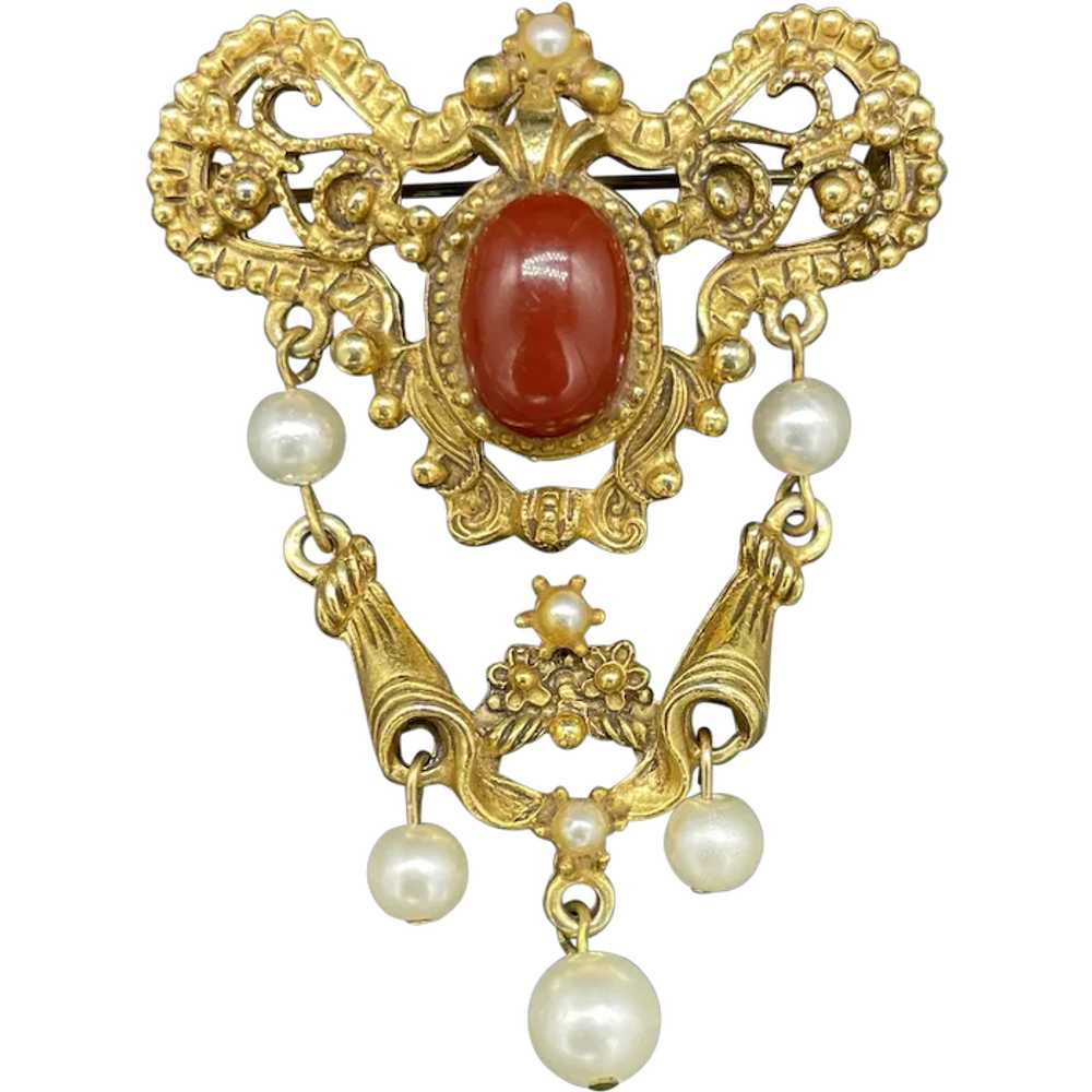 Florenza Victorian Revival dangle brooch - image 1