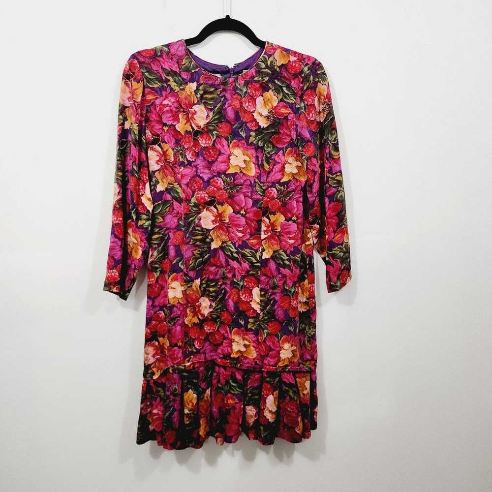 Vintage Liz Claiborne 1980s Floral Patterned Silk Dro… - Gem