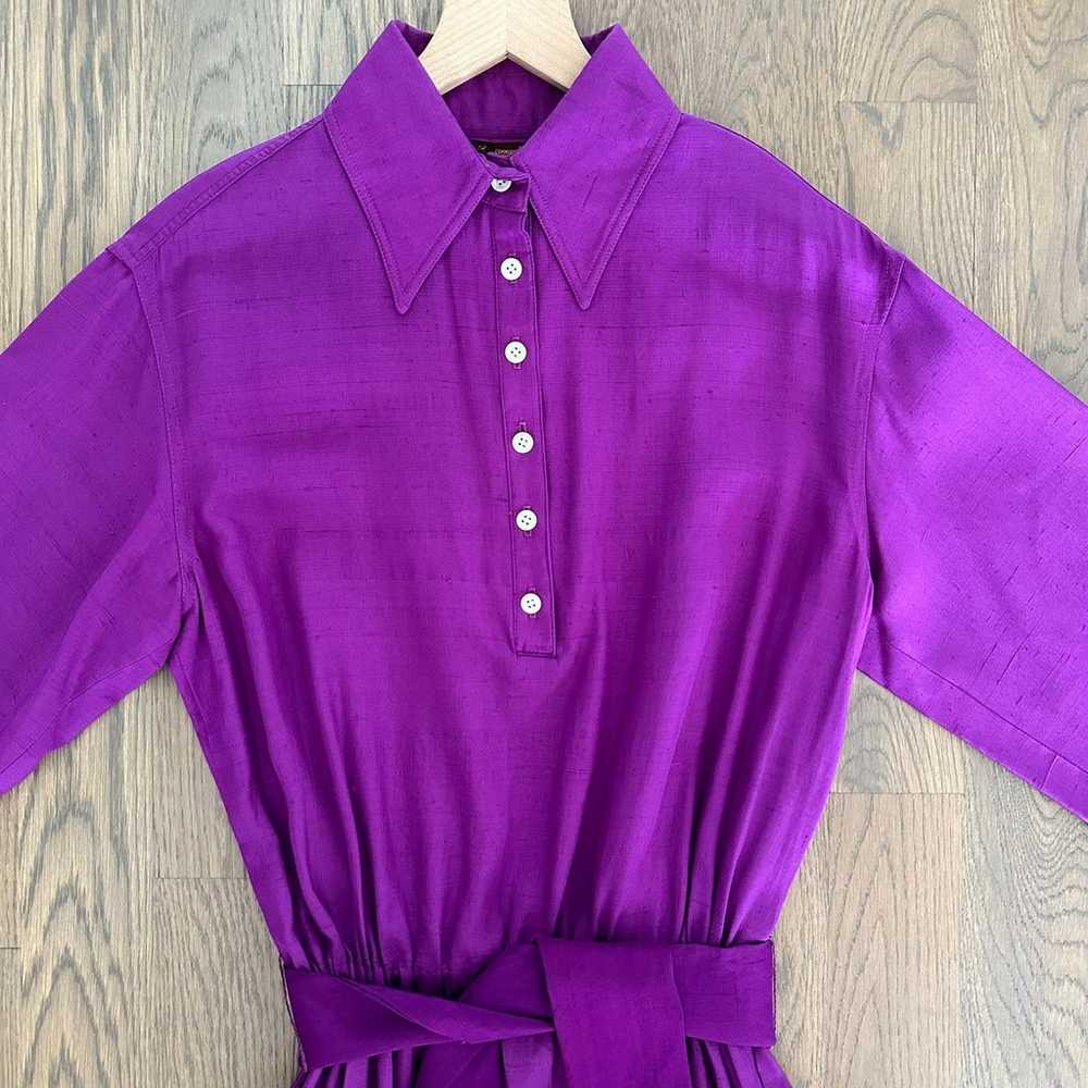 Vintage 70s Anne Klein 100% Silk Shantung Shirt D… - image 2