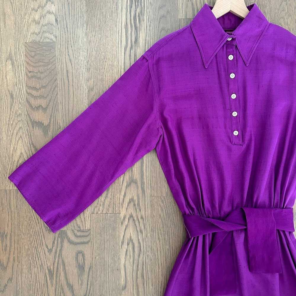 Vintage 70s Anne Klein 100% Silk Shantung Shirt D… - image 3