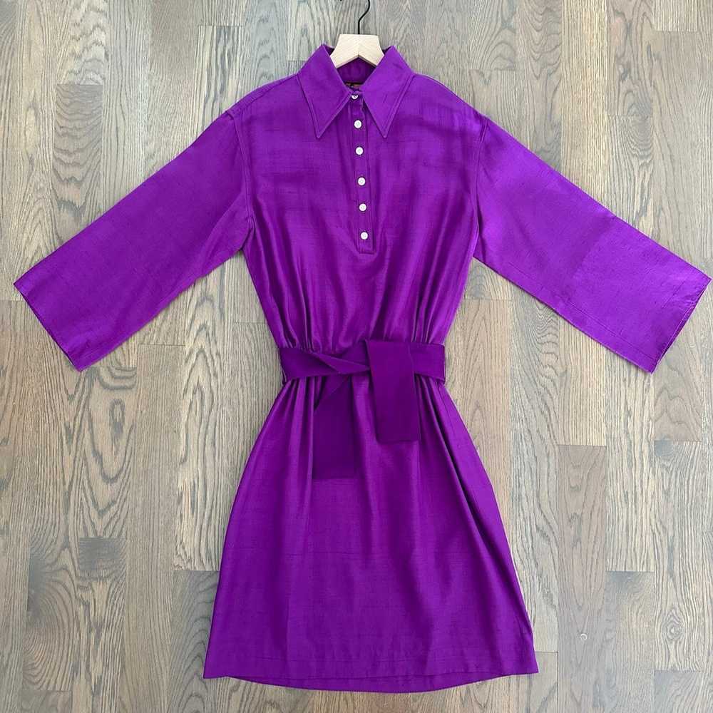 Vintage 70s Anne Klein 100% Silk Shantung Shirt D… - image 6