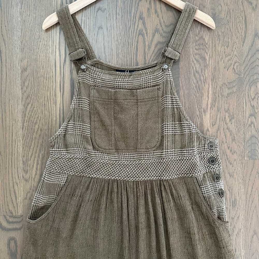 Vintage Carole Little Overall Dress in Brown Gauz… - image 2