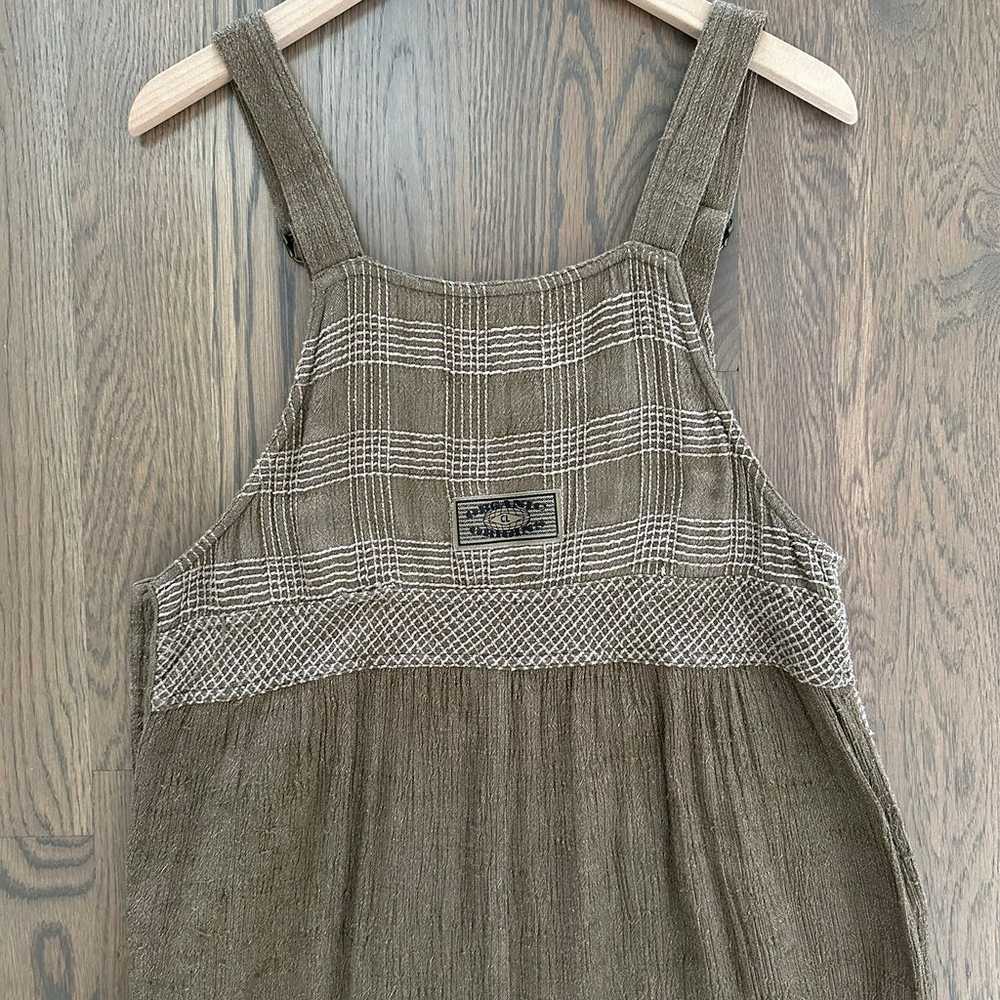 Vintage Carole Little Overall Dress in Brown Gauz… - image 7