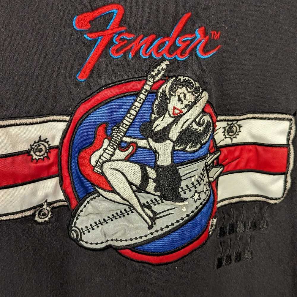 Vintage Pinup Fender T-Shirt Black Medium - image 2