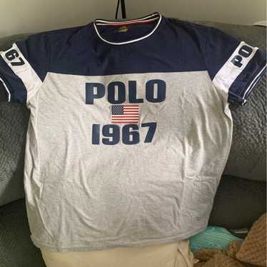 Vintage 90's Ralph Lauren White Blue Stripe RL Polo Club 1967 Logo Rugby  Shirt 3xb 