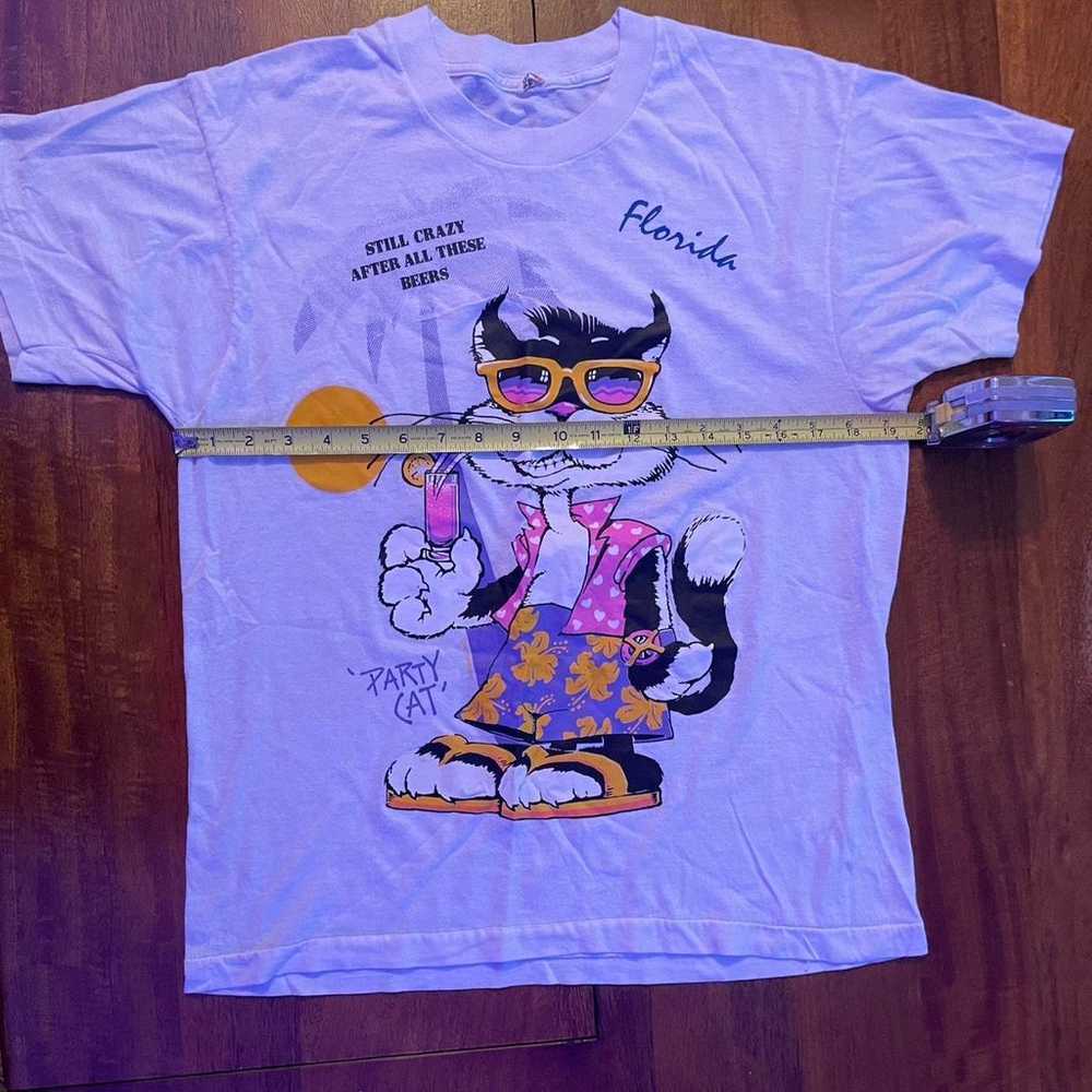 Vintage 80s Single Stitch T Shirt Party Cat 1987 … - image 5
