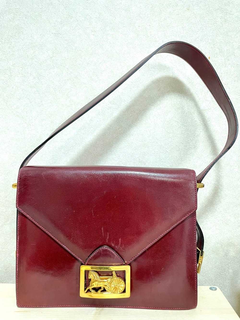 Celine CELINE Vintage wine red shoulder bag with … - image 1