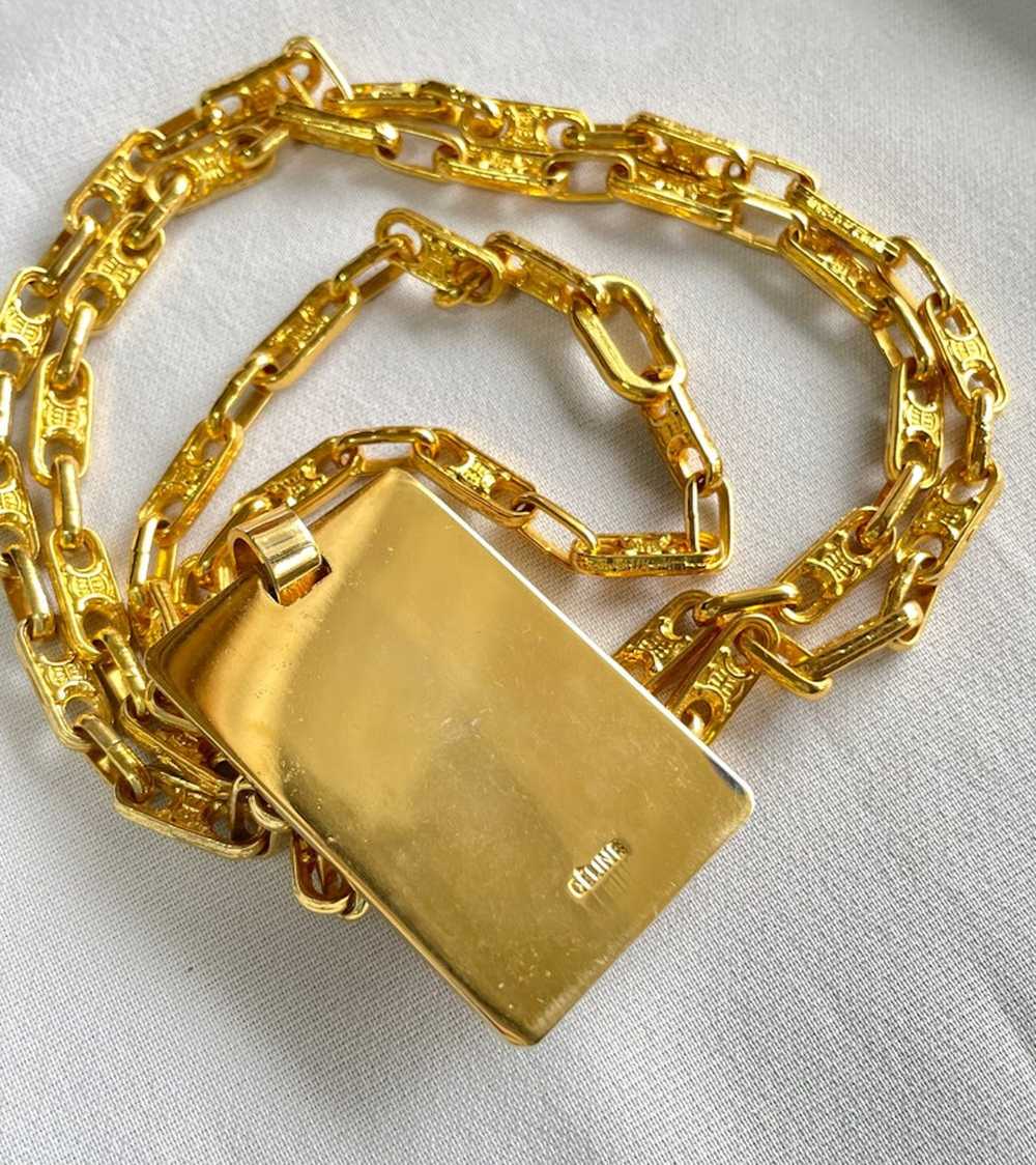 Celine CELINE Vintage golden long necklace with b… - image 5