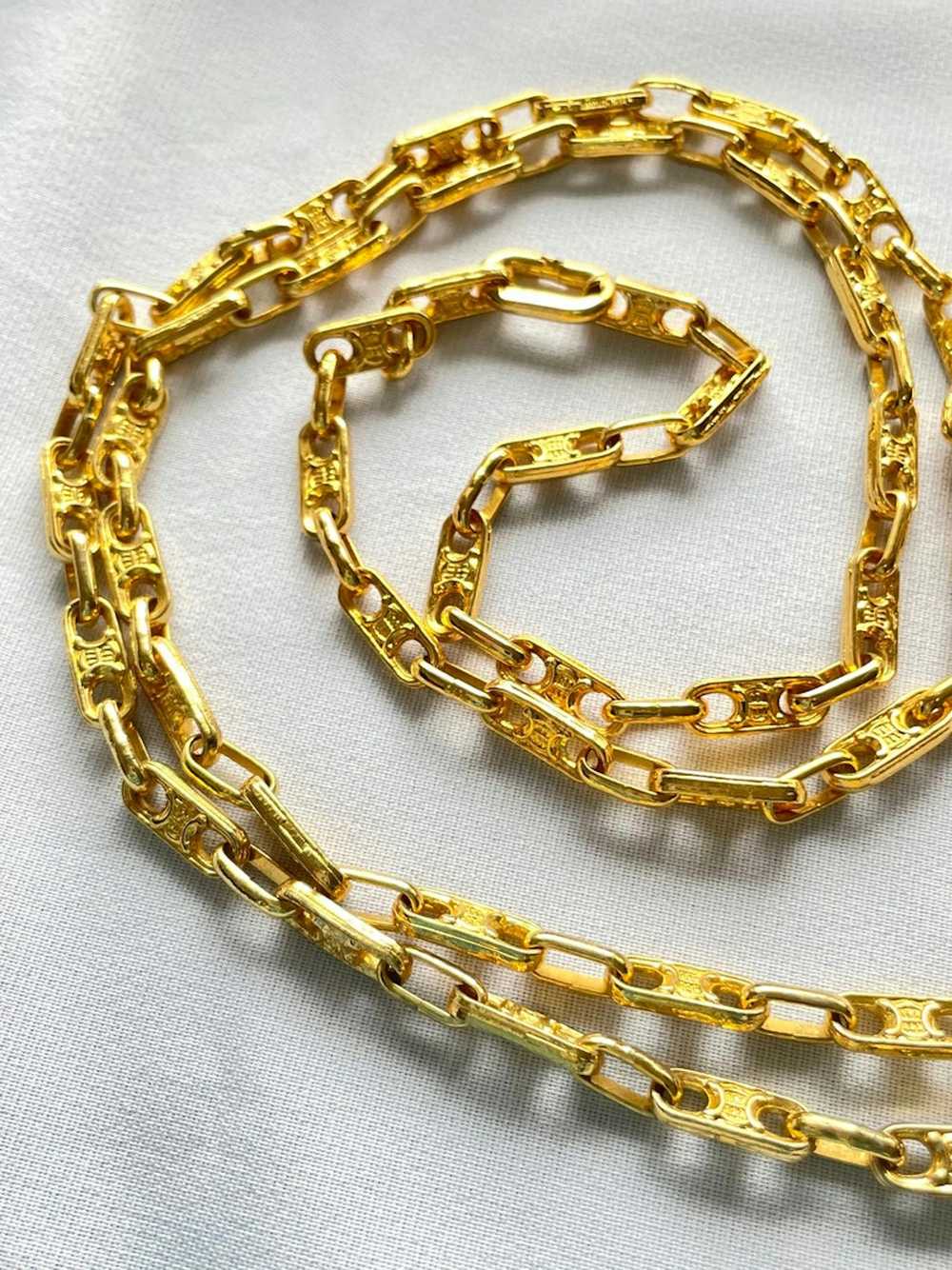 Celine CELINE Vintage golden long necklace with b… - image 6