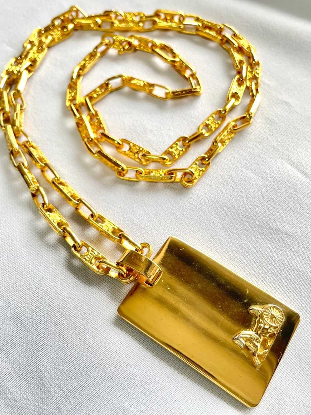 Celine CELINE Vintage golden long necklace with b… - image 9