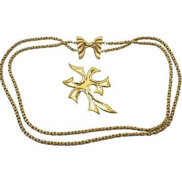 Vintage TRIFARI Vintage Gold Plated Necklace and … - image 1