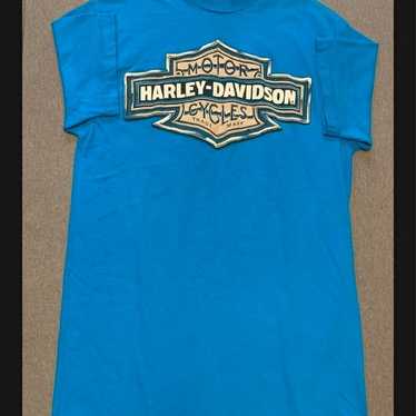 Vintage Harley Davidson M Medium Cyan Teal T Shirt