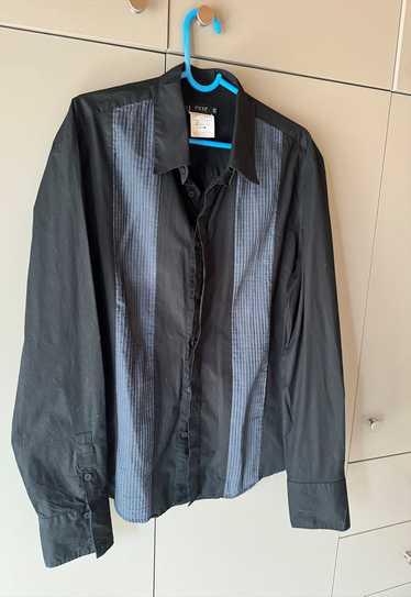Vintage EXTE Half Callarless Black Shirt. Made in 