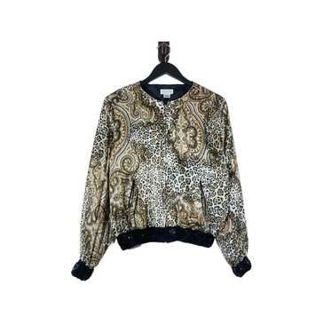 Vintage Allison Taylor Silk Paisley Animal Bomber… - image 1